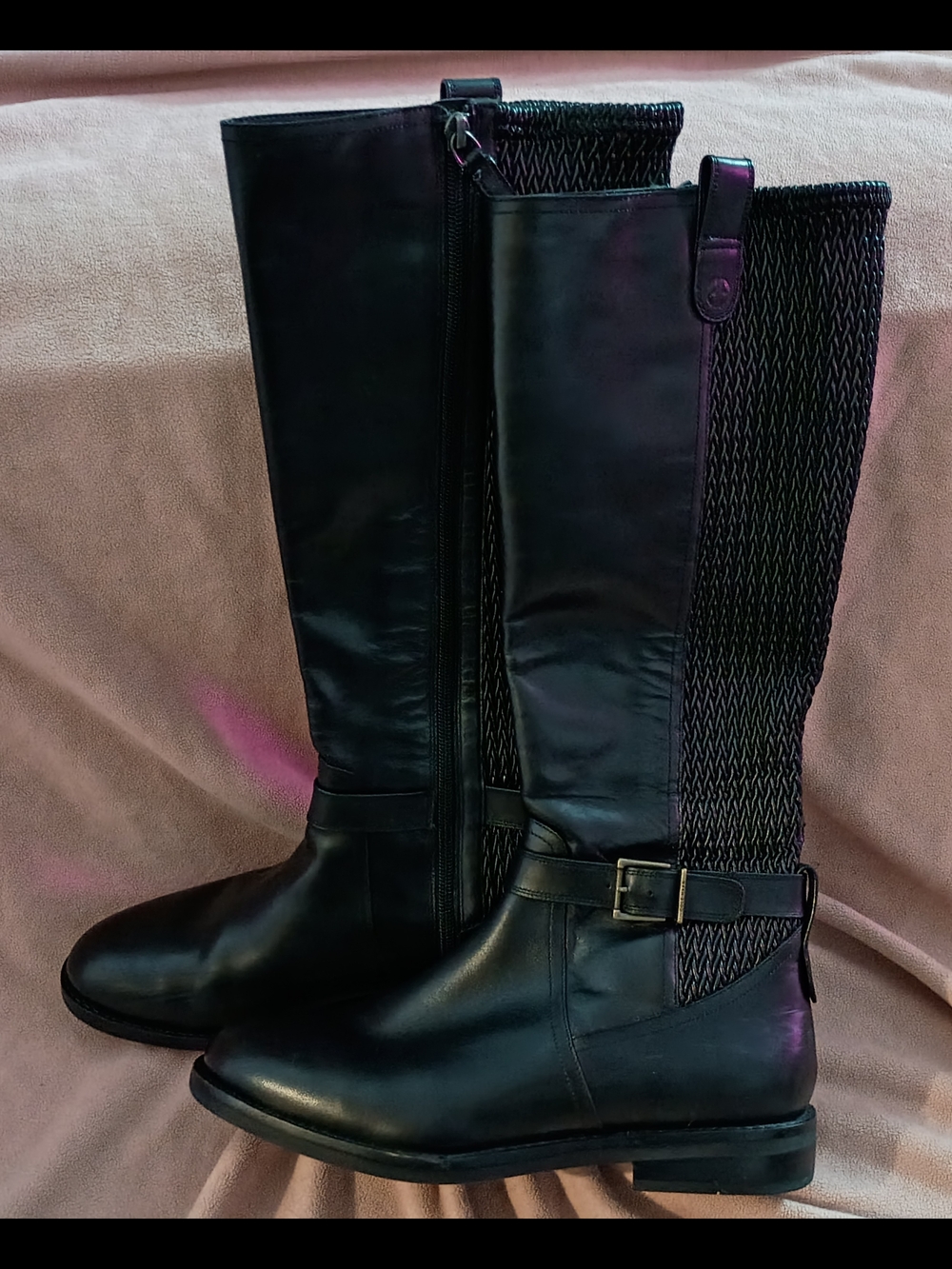 Cole Haan Clover Stretch W24816 Black Knee High Riding Boots Women's Size 9B
